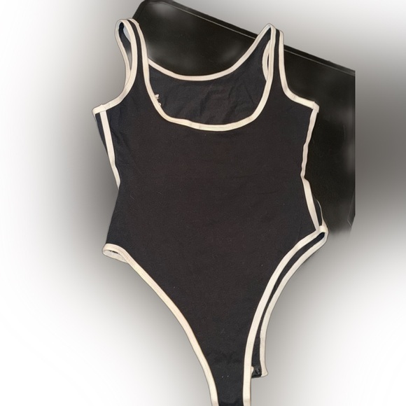 NWOT Womens Adidas Classic Blk and White body suit with snap closure- slimming❤️ - Picture 6 of 12